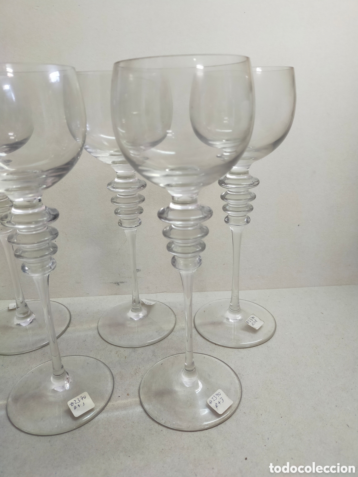 Antig&uuml;edades: 5 COPAS DE CRISTAL 23 CM. - Foto 5