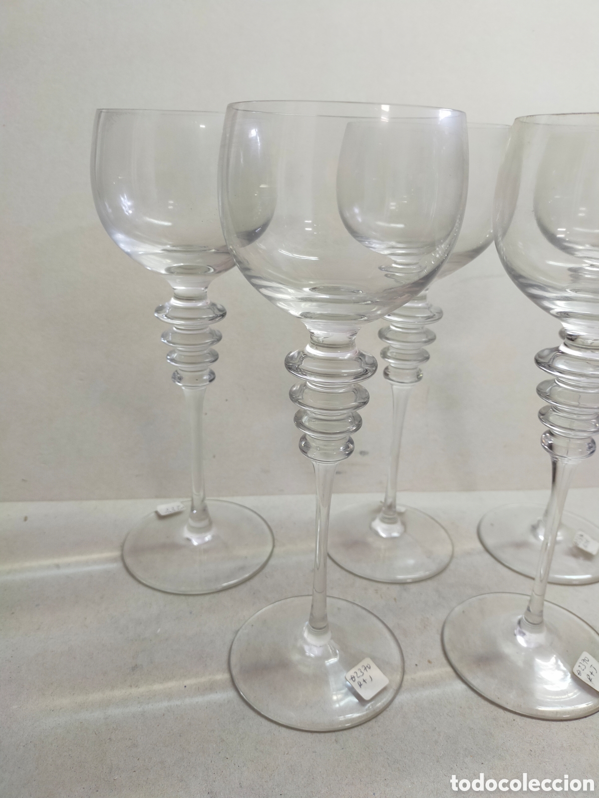 Antig&uuml;edades: 5 COPAS DE CRISTAL 23 CM. - Foto 6