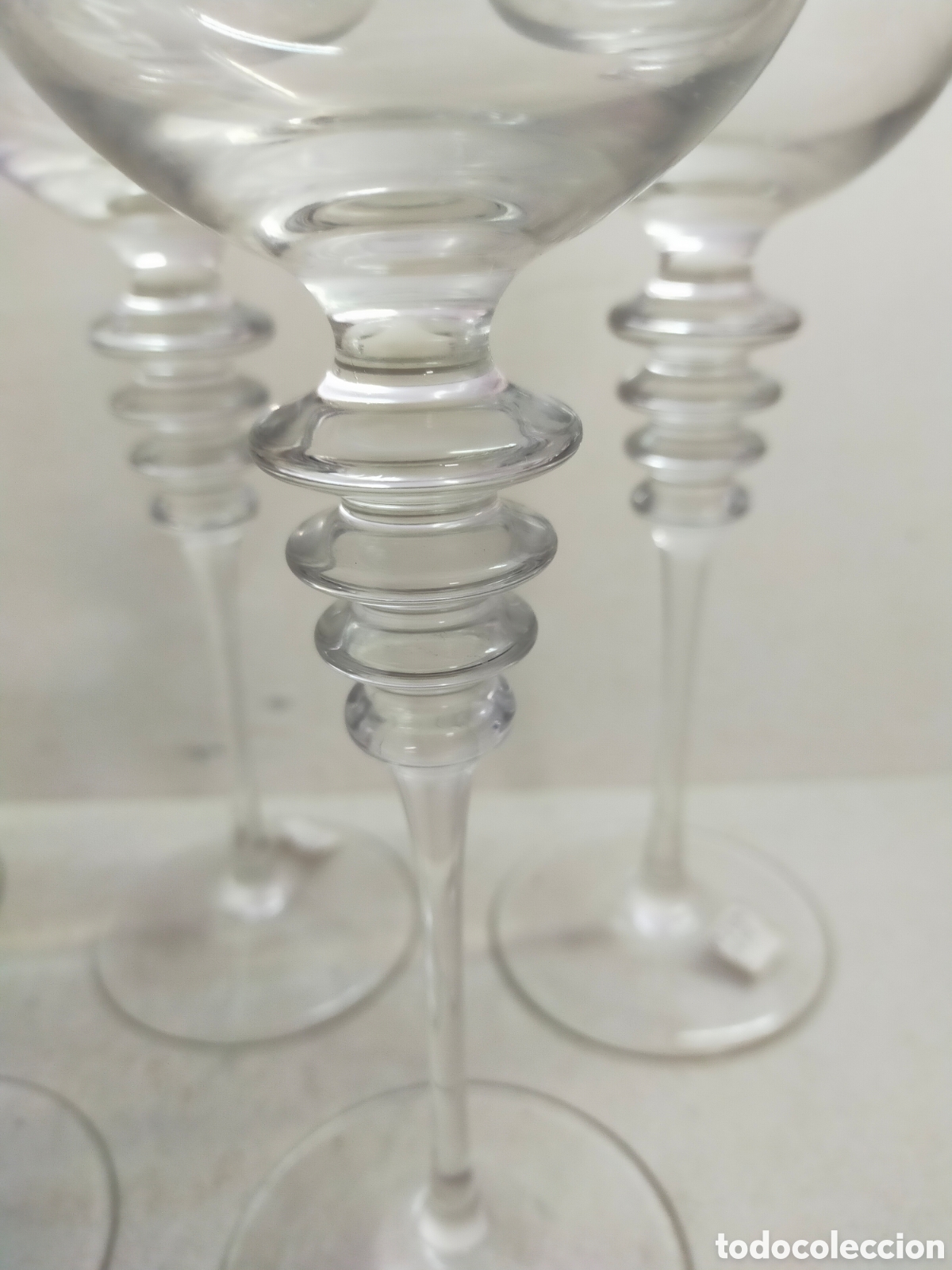 Antig&uuml;edades: 5 COPAS DE CRISTAL 23 CM. - Foto 7