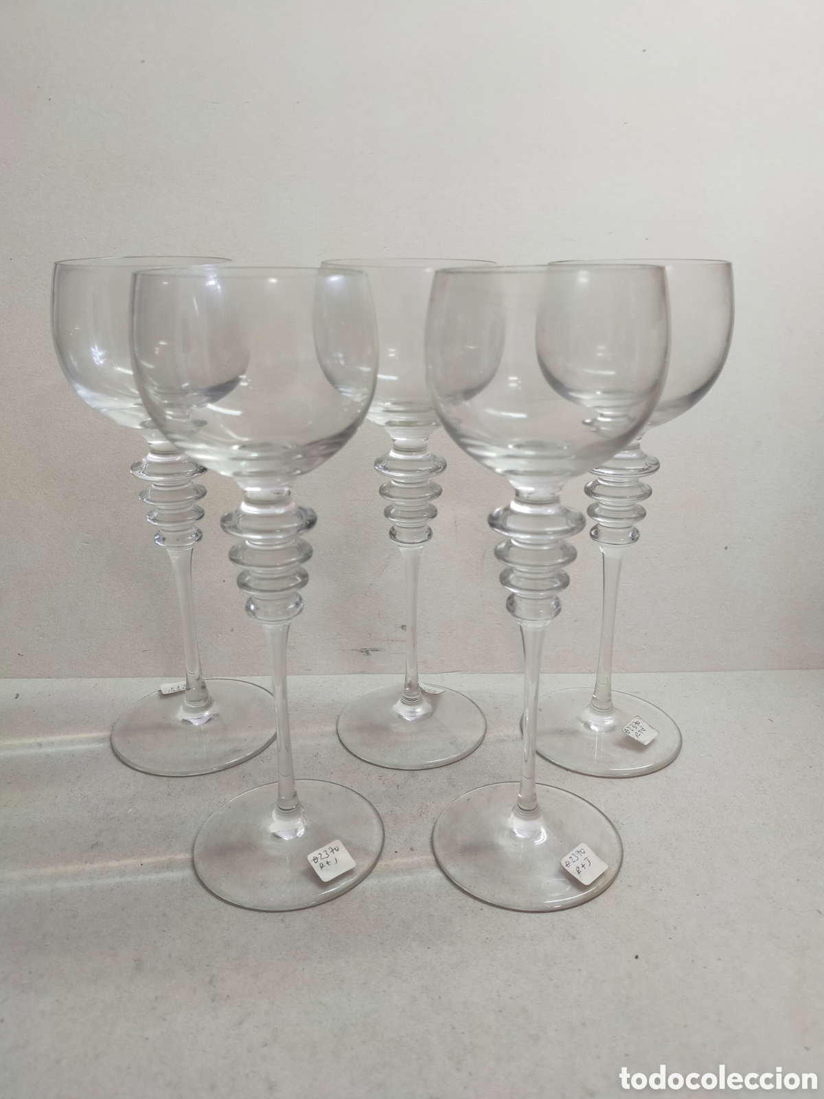 Antig&uuml;edades: 5 COPAS DE CRISTAL 23 CM. - Foto 8