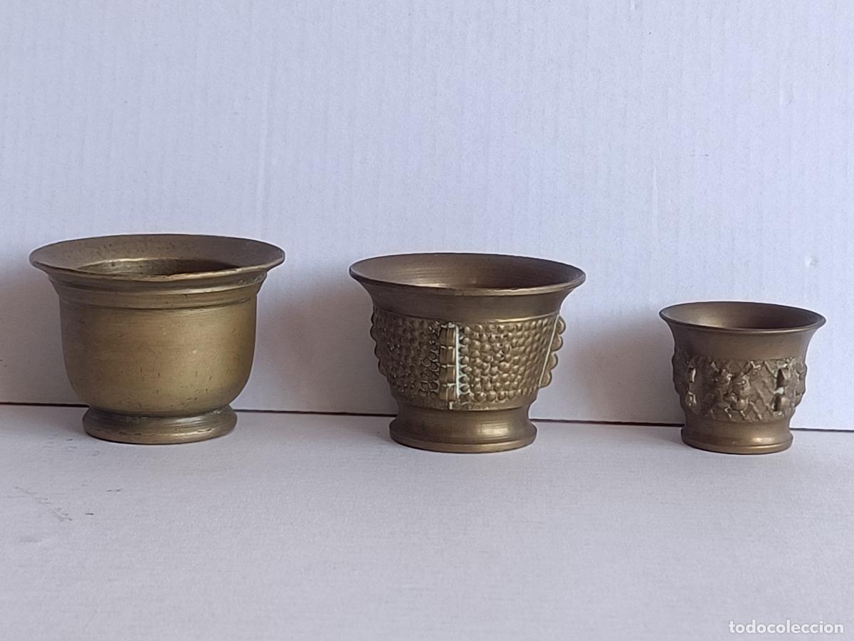 Antig&uuml;edades: 3 MORTEROS DE BRONCE PEQUE&Ntilde;OS - Foto 2