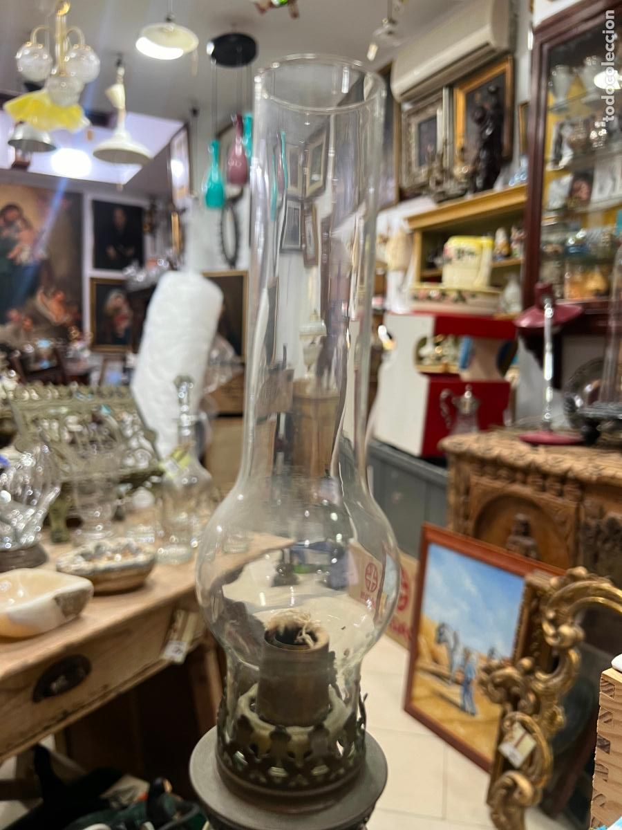 Antig&uuml;edades: ANTIGUO QUINQUE DE OPALINA - MEDIDA TOTAL 41,5 CM - Foto 2
