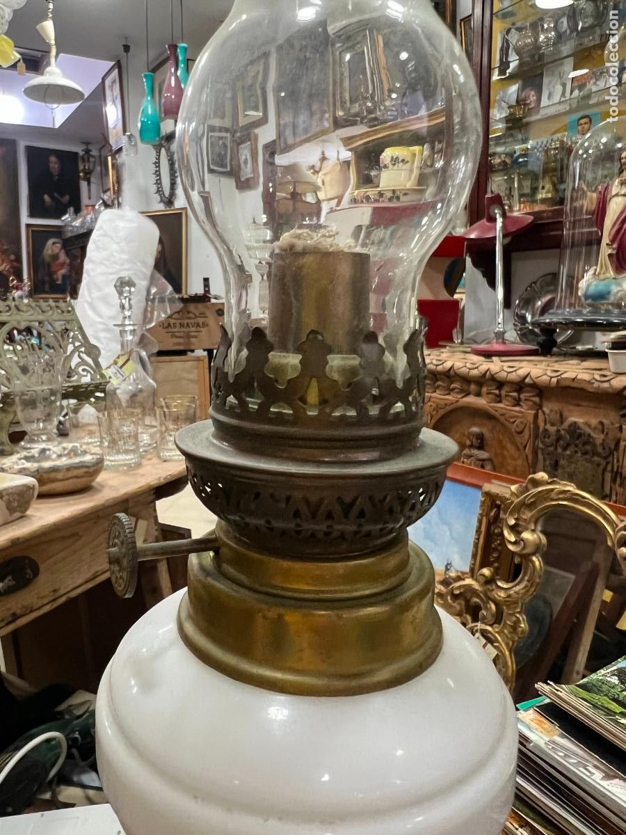 Antig&uuml;edades: ANTIGUO QUINQUE DE OPALINA - MEDIDA TOTAL 41,5 CM - Foto 3