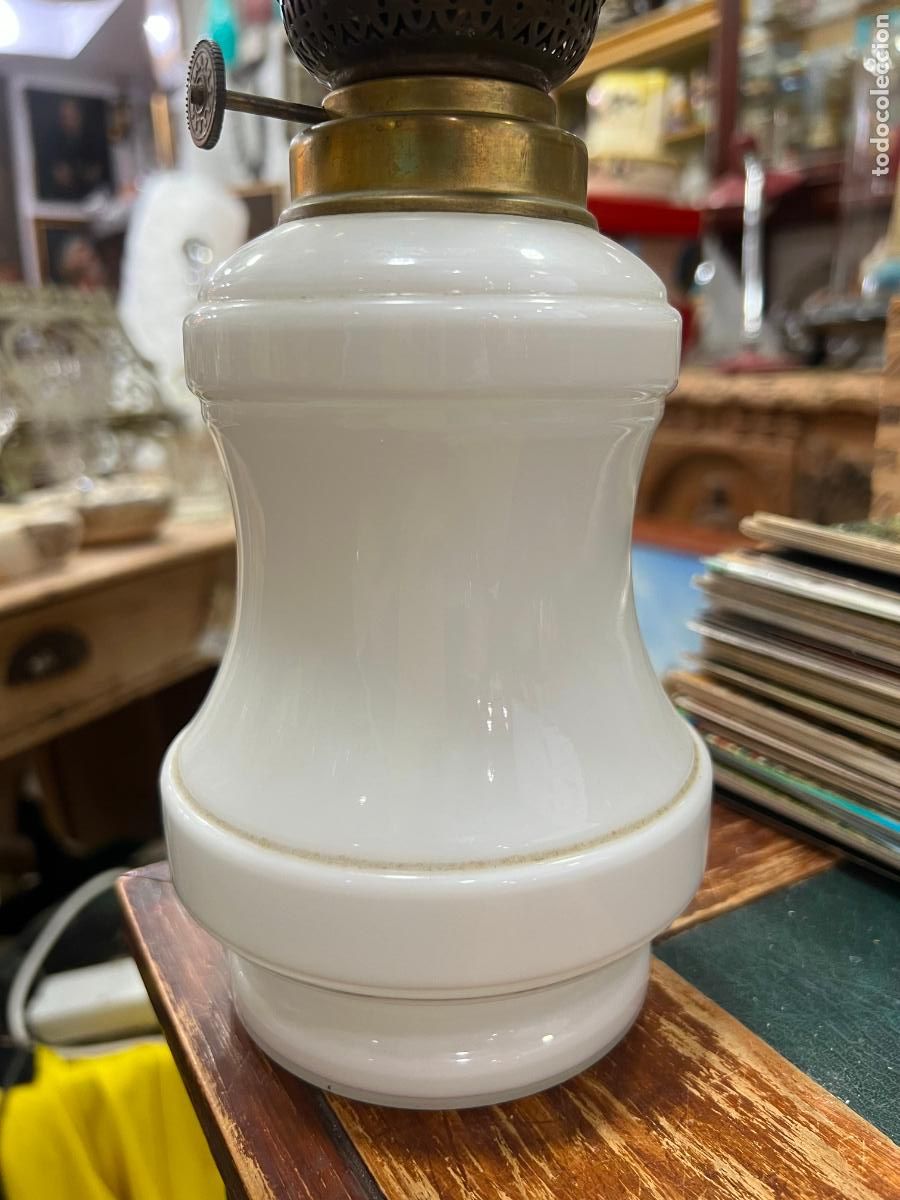 Antig&uuml;edades: ANTIGUO QUINQUE DE OPALINA - MEDIDA TOTAL 41,5 CM - Foto 4