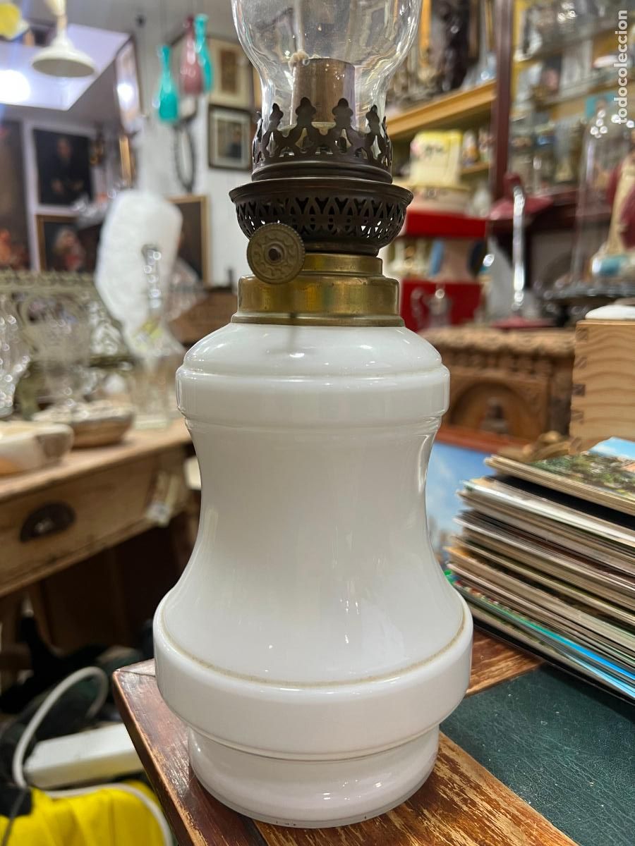 Antig&uuml;edades: ANTIGUO QUINQUE DE OPALINA - MEDIDA TOTAL 41,5 CM - Foto 5