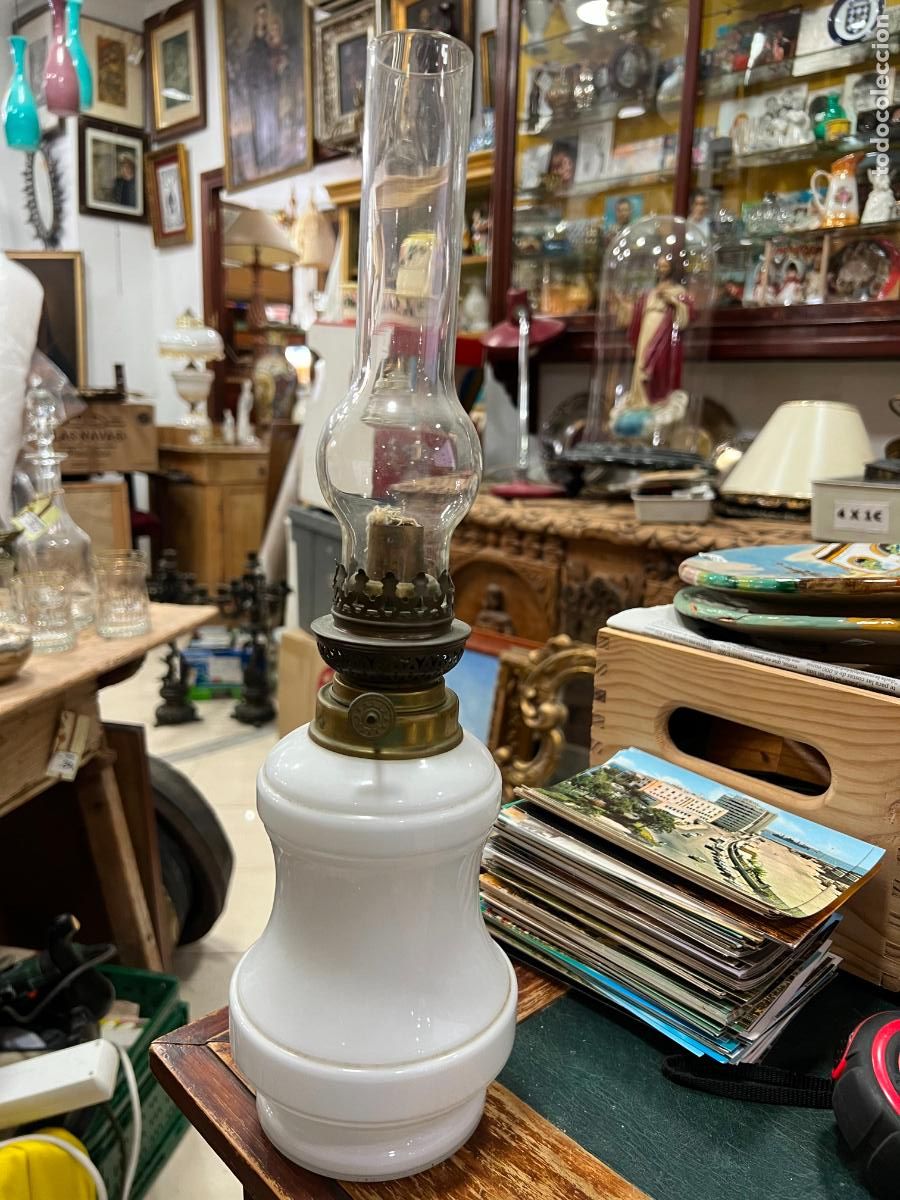 Antig&uuml;edades: ANTIGUO QUINQUE DE OPALINA - MEDIDA TOTAL 41,5 CM - Foto 6
