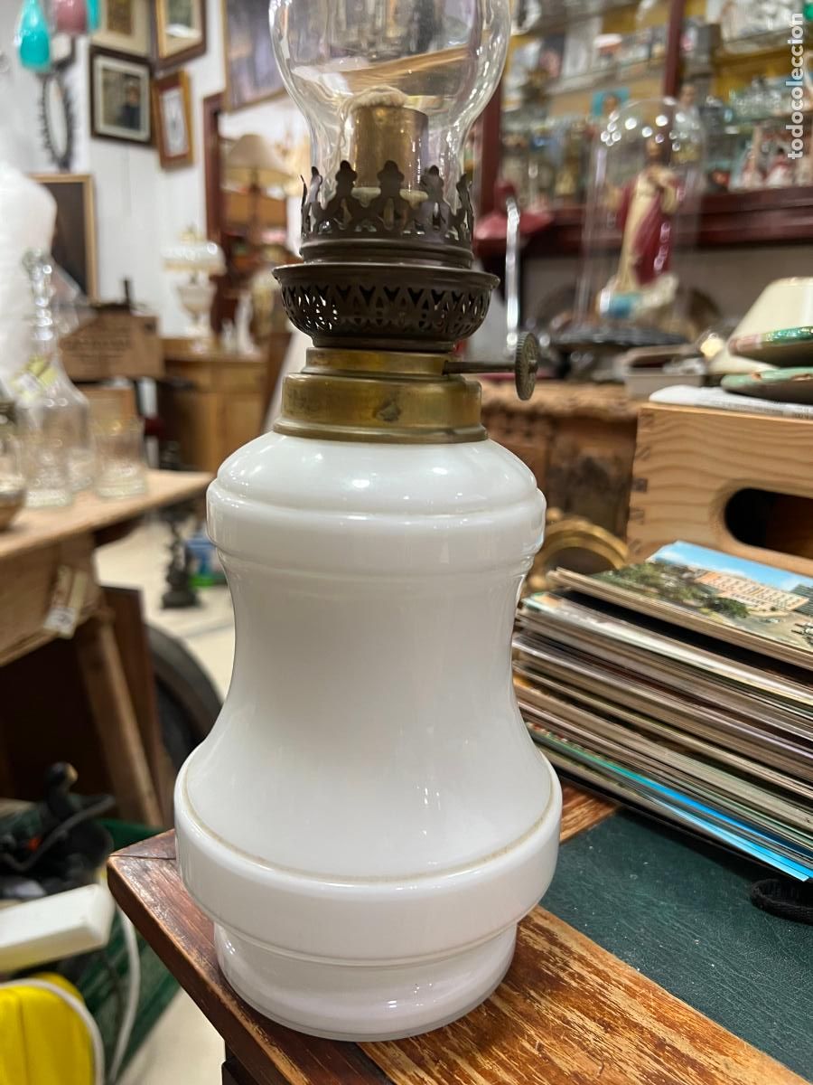 Antig&uuml;edades: ANTIGUO QUINQUE DE OPALINA - MEDIDA TOTAL 41,5 CM - Foto 7