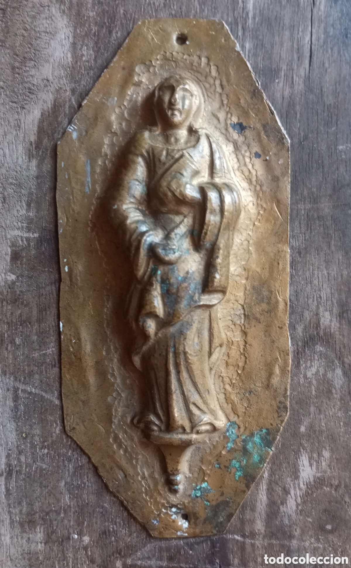 Antig&uuml;edades: Objeto Religioso. Relieve repujado. Siglo XVIII - Foto 2