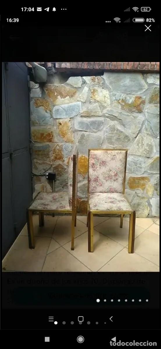Antig&uuml;edades: 6 sillas de lat&oacute;n doradas con madera - Foto 1
