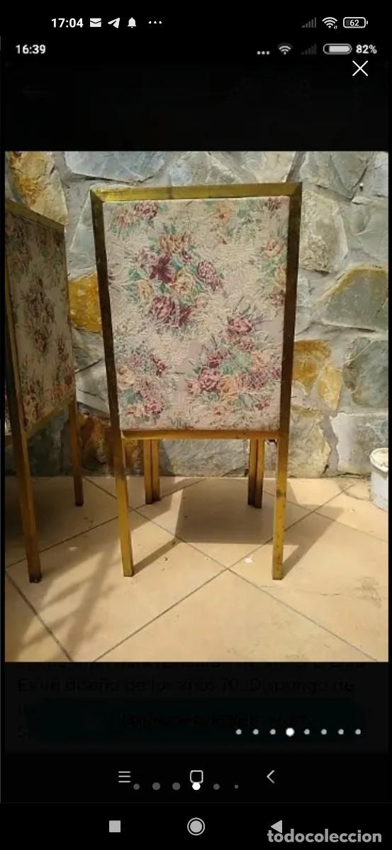 Antig&uuml;edades: 6 sillas de lat&oacute;n doradas con madera - Foto 6