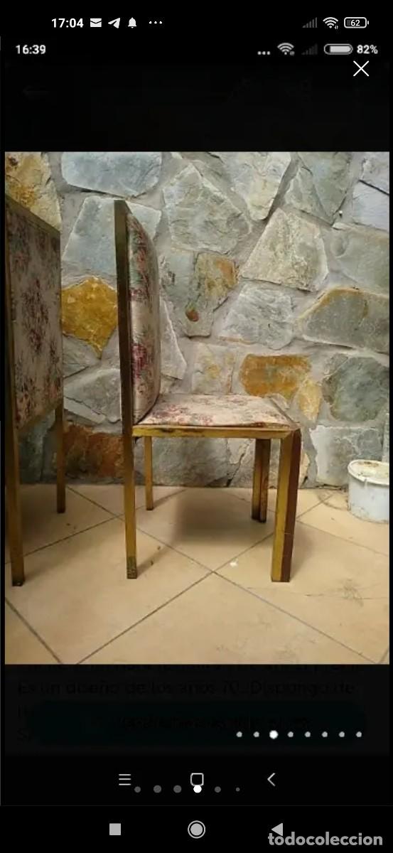 Antig&uuml;edades: 6 sillas de lat&oacute;n doradas con madera - Foto 7