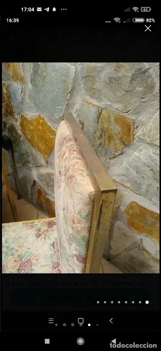 Antig&uuml;edades: 6 sillas de lat&oacute;n doradas con madera - Foto 8