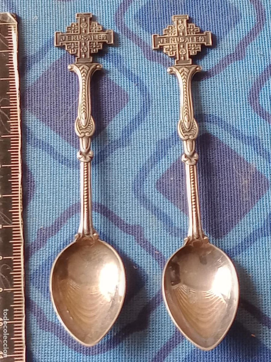 Antig&uuml;edades: Jerusalem: 2 cucharillas. Ba&ntilde;o en plata - Foto 1