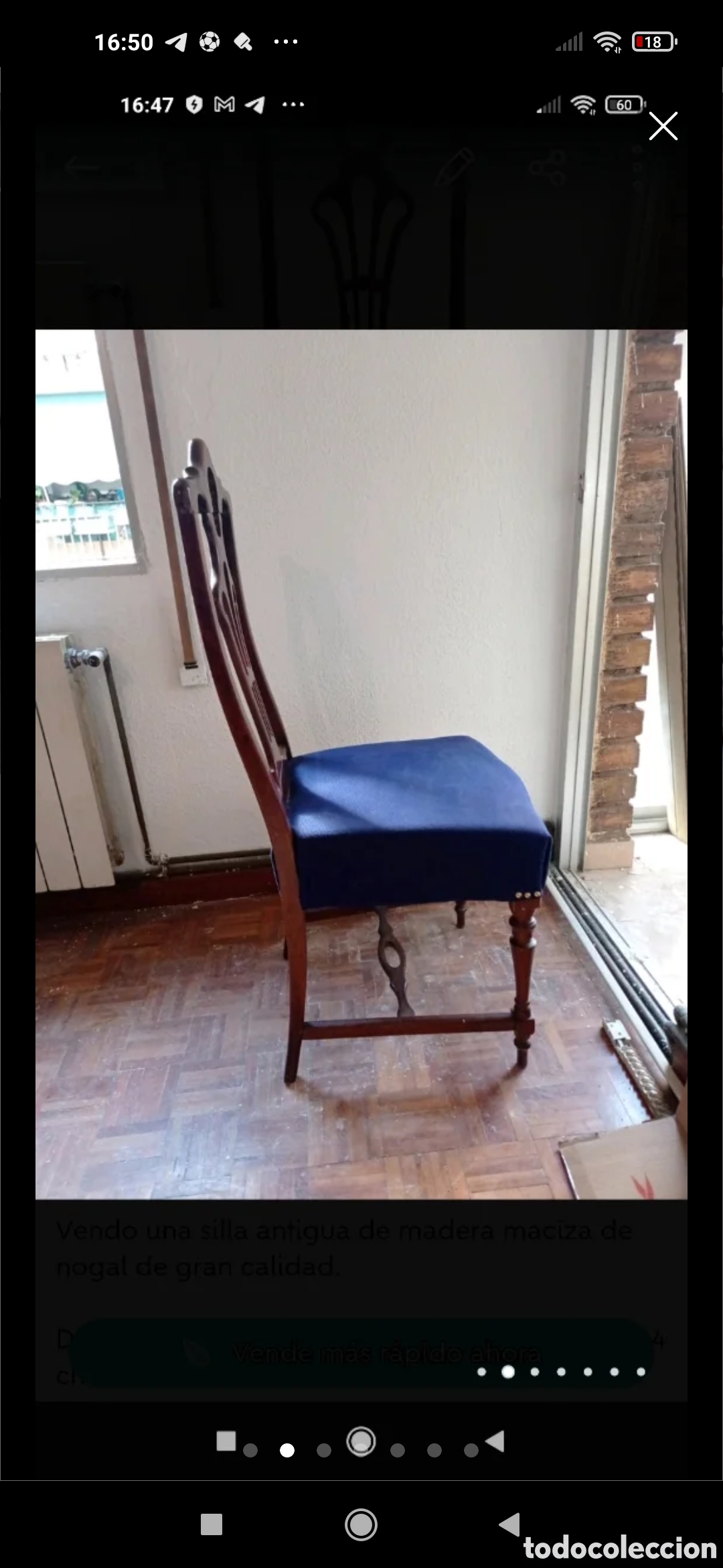 Antig&uuml;edades: Silla antigua de madera oscura - Foto 2