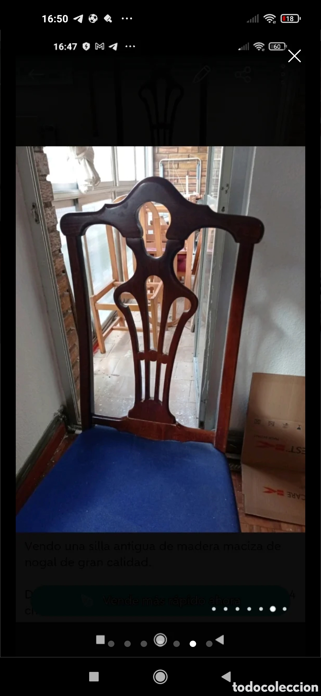 Antig&uuml;edades: Silla antigua de madera oscura - Foto 3
