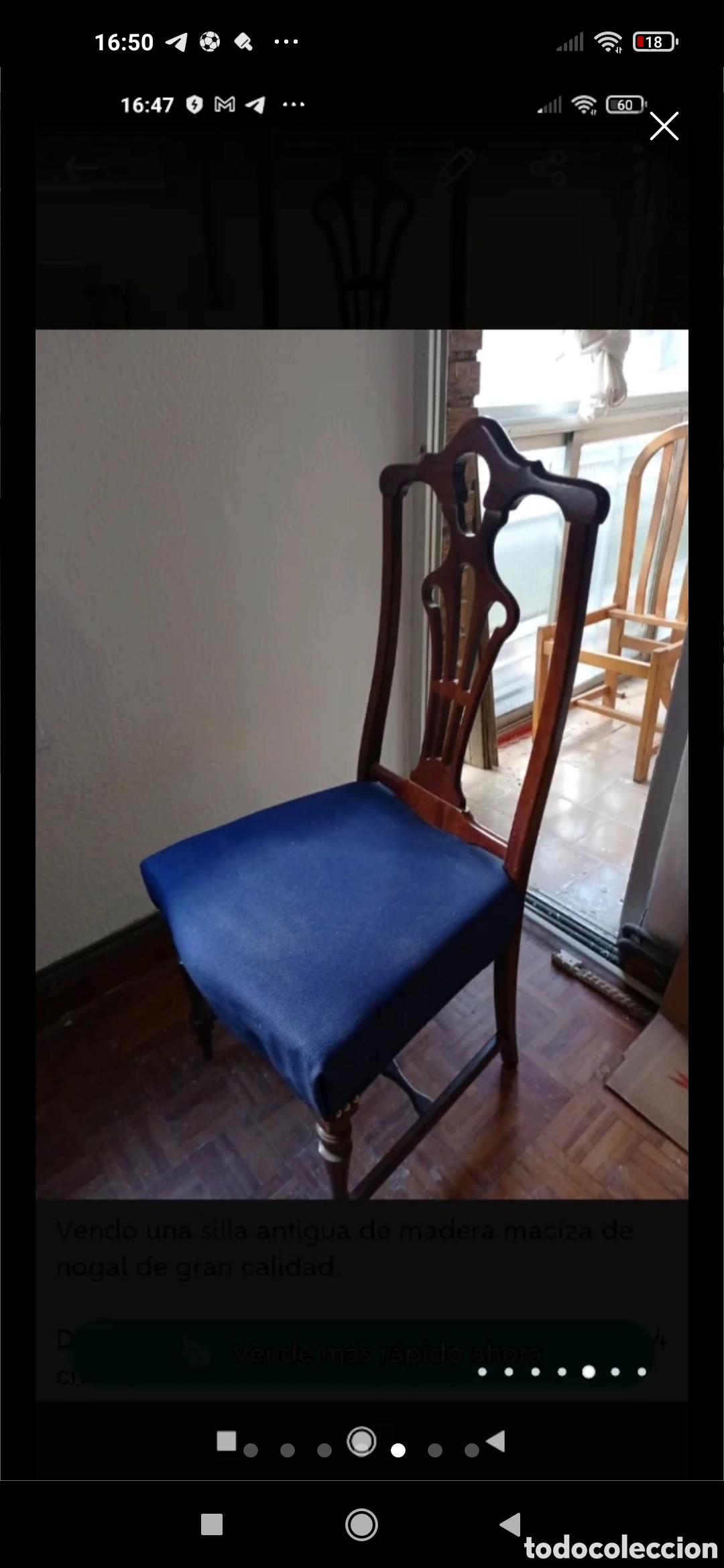 Antig&uuml;edades: Silla antigua de madera oscura - Foto 4