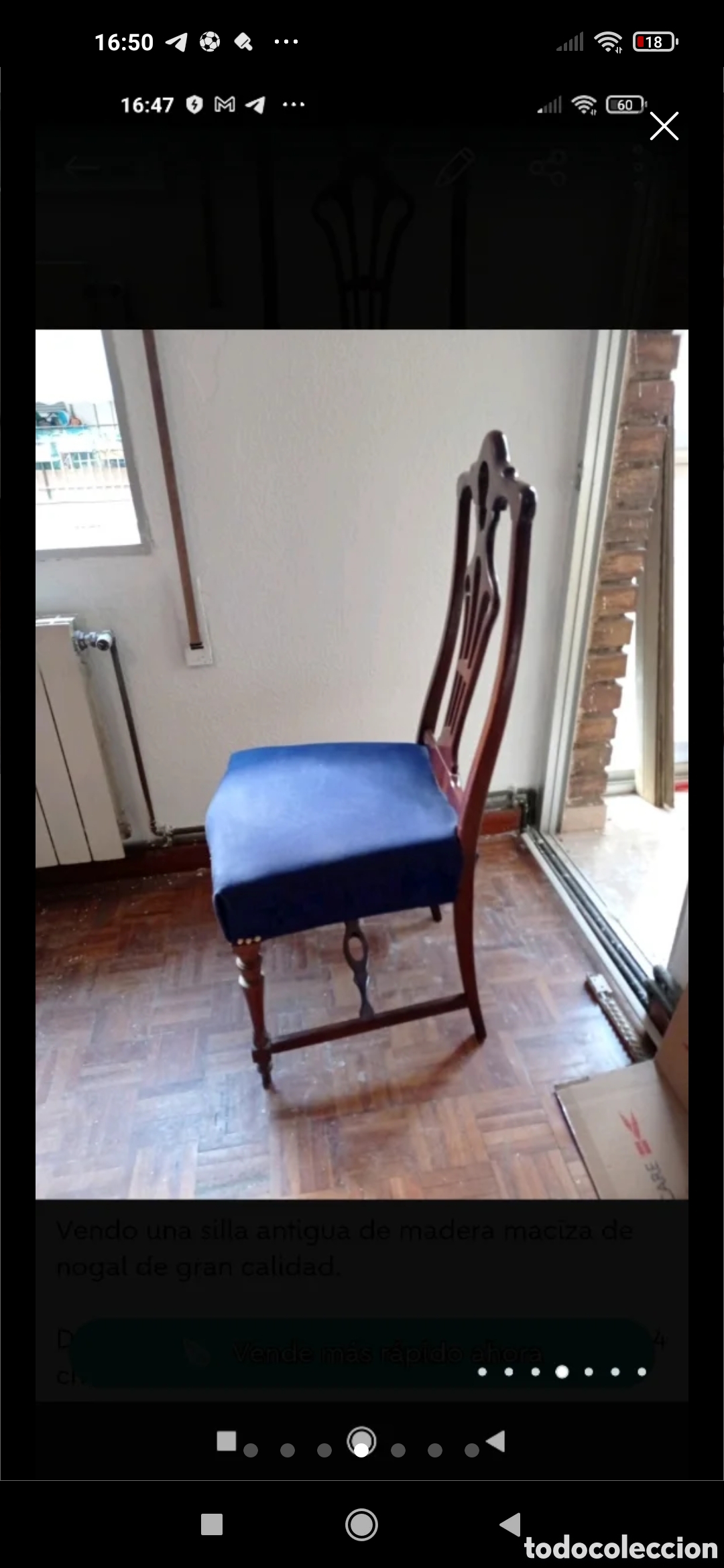 Antig&uuml;edades: Silla antigua de madera oscura - Foto 5