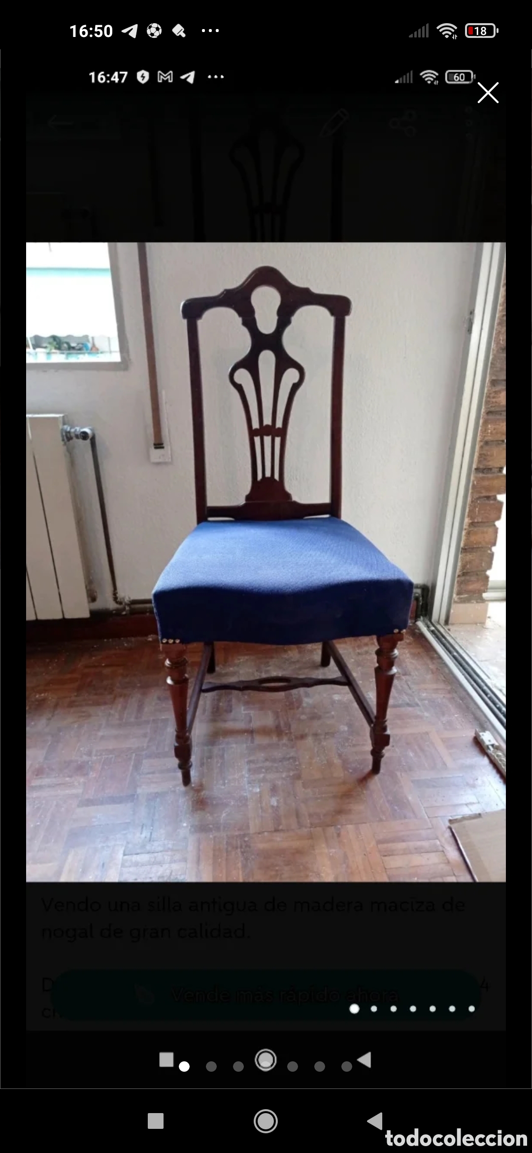 Antig&uuml;edades: Silla antigua de madera oscura - Foto 1