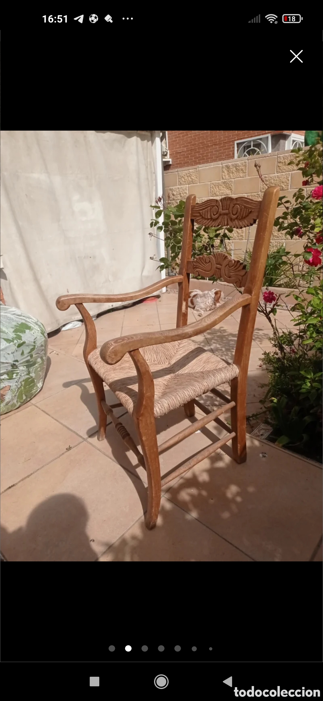 Antig&uuml;edades: Silla de madera tallada de anea siglo XIX - Foto 2