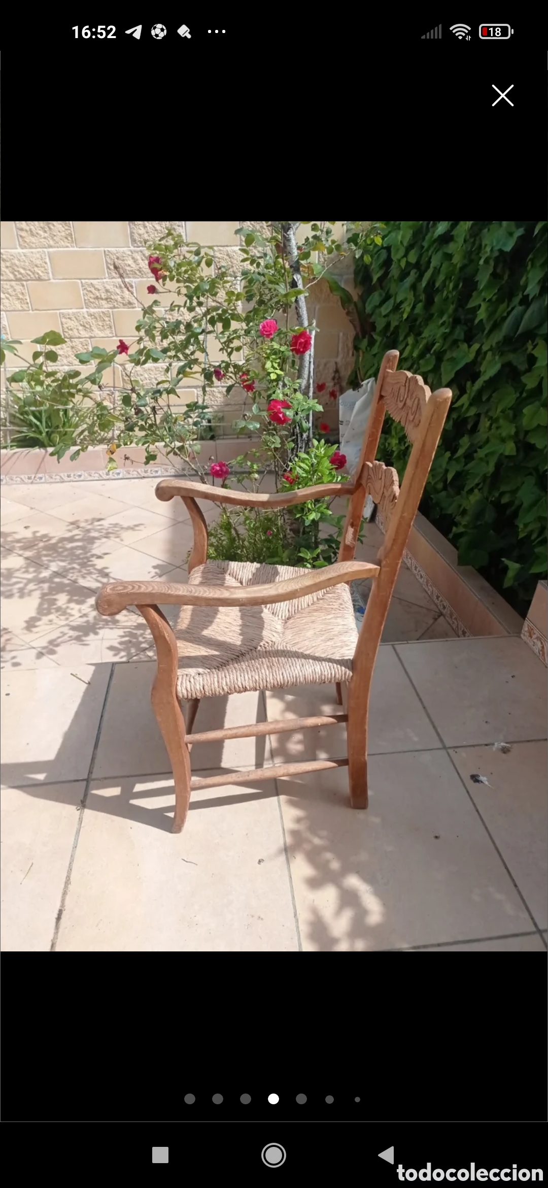Antig&uuml;edades: Silla de madera tallada de anea siglo XIX - Foto 4