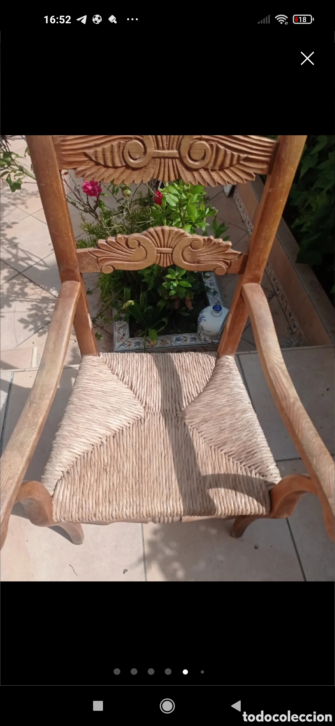 Antig&uuml;edades: Silla de madera tallada de anea siglo XIX - Foto 6