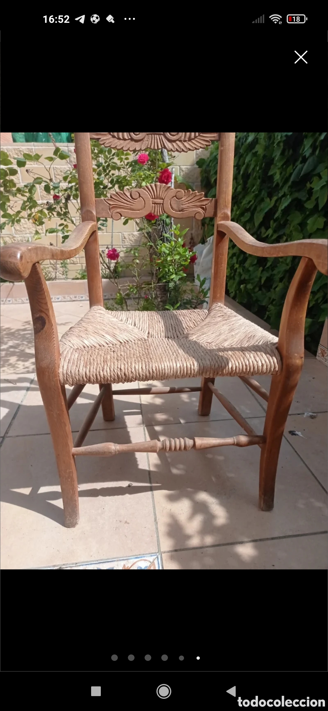 Antig&uuml;edades: Silla de madera tallada de anea siglo XIX - Foto 7