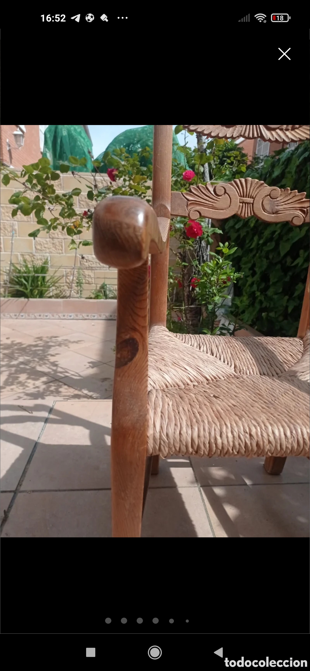 Antig&uuml;edades: Silla de madera tallada de anea siglo XIX - Foto 8