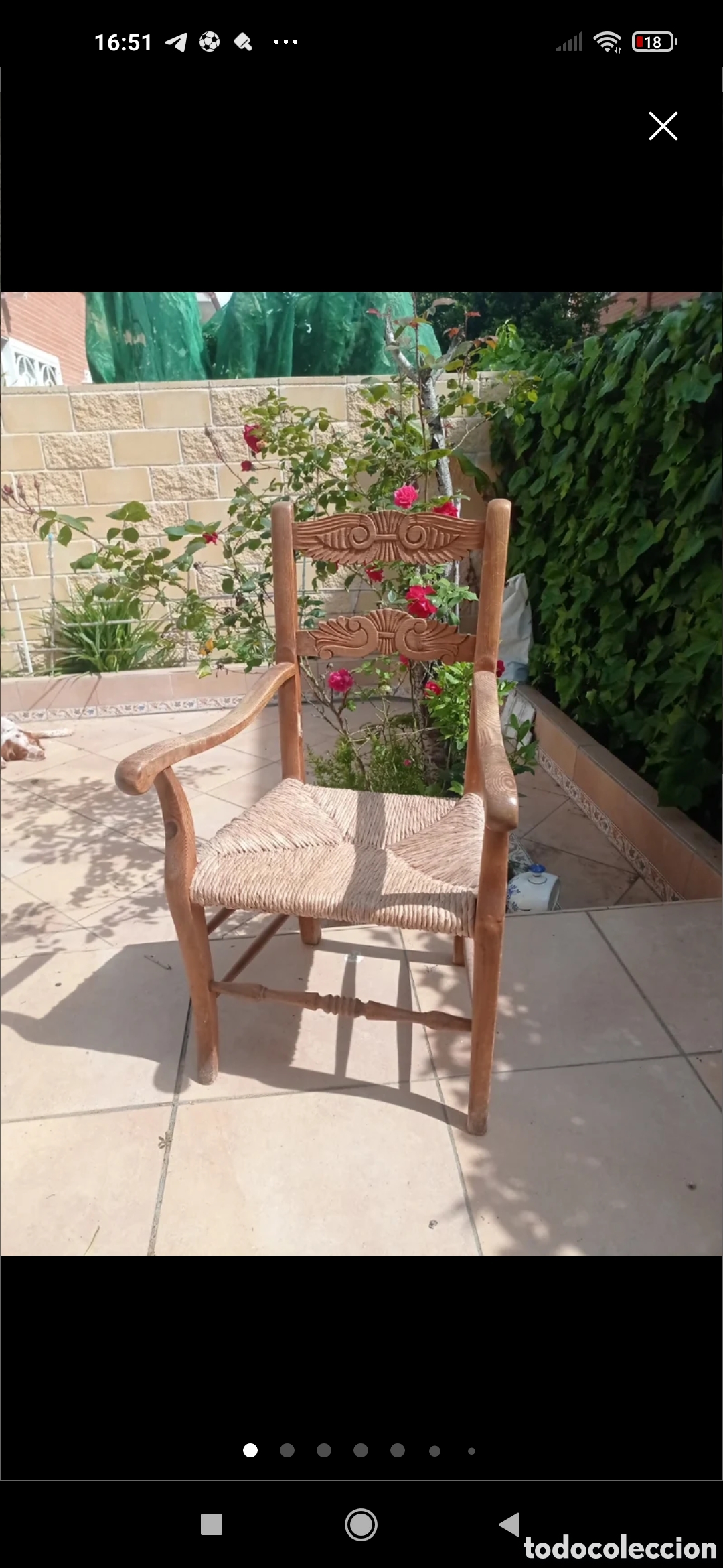 Antig&uuml;edades: Silla de madera tallada de anea siglo XIX - Foto 1