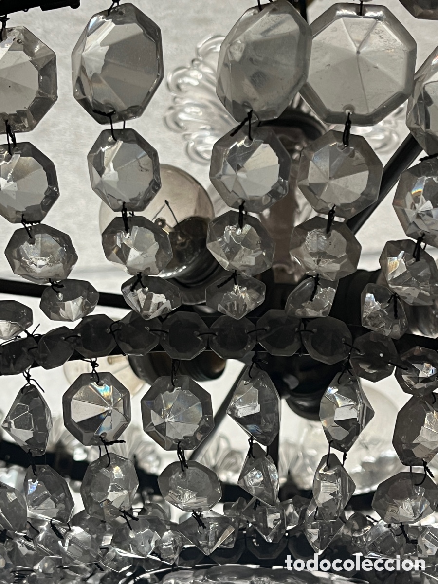 Antig&uuml;edades: L&aacute;mpara de techo antigua de cristal. - Foto 8