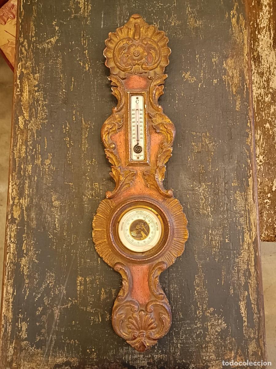 Antig&uuml;edades: Antiguo bar&oacute;metro y term&oacute;metro de madera - Foto 1
