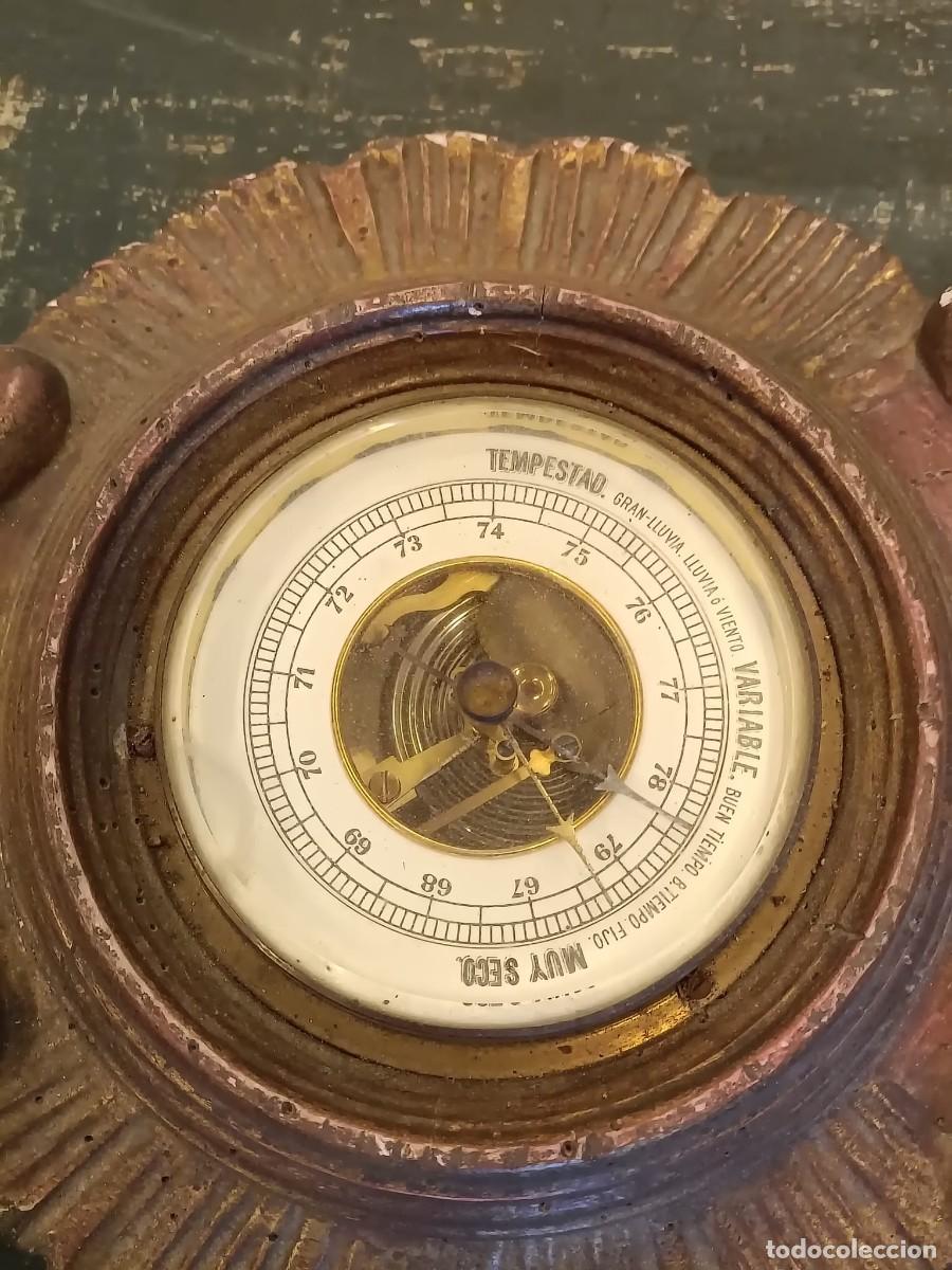 Antig&uuml;edades: Antiguo bar&oacute;metro y term&oacute;metro de madera - Foto 3