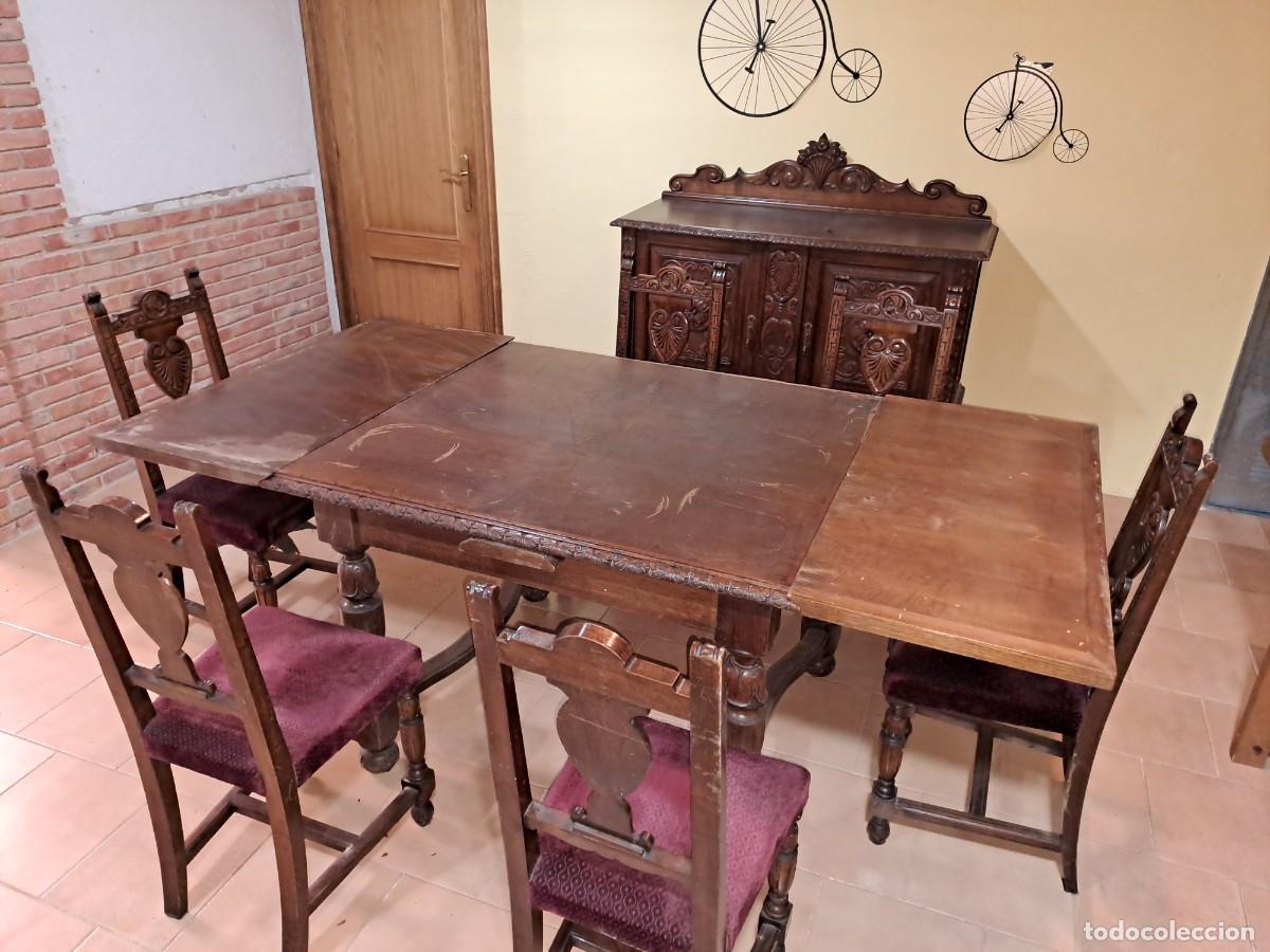 Antig&uuml;edades: mesa castellana con seis sillas - Foto 2