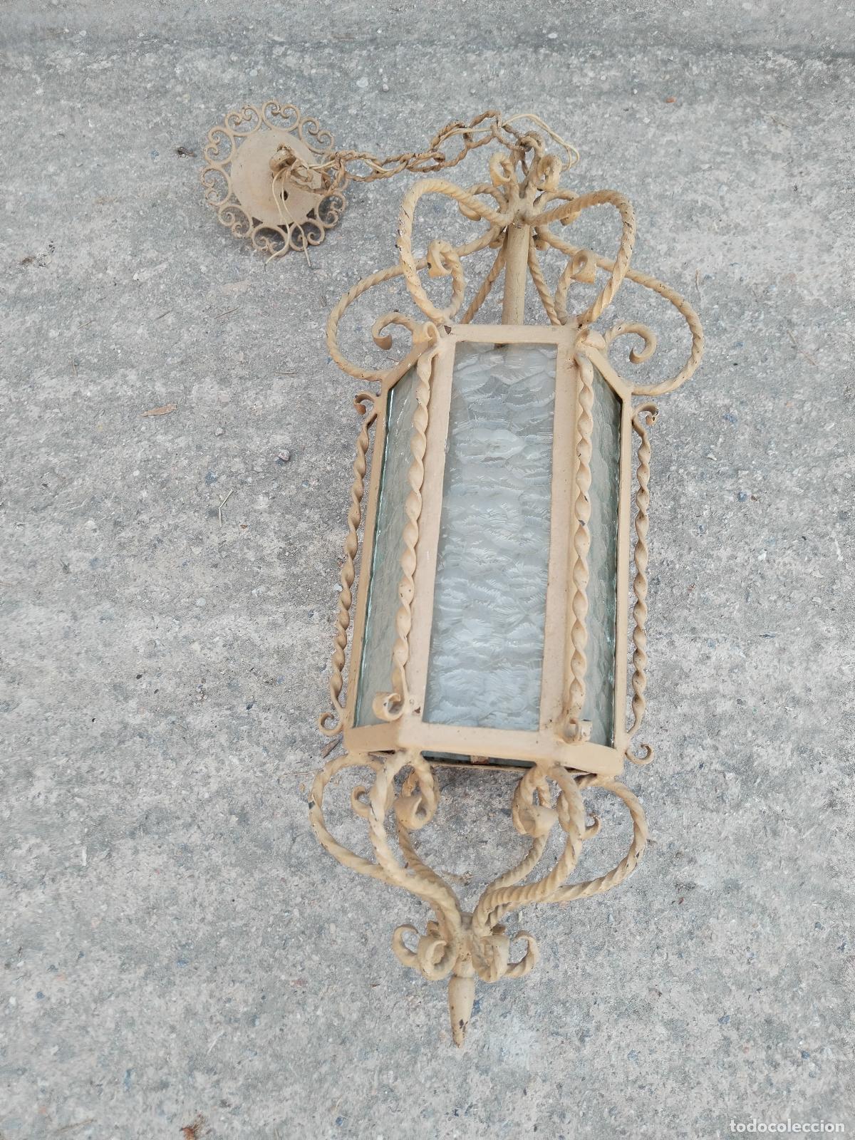 Antig&uuml;edades: antiguo farol lampara de forja - Foto 2