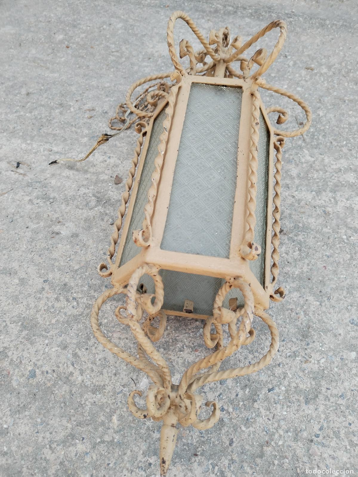 Antig&uuml;edades: antiguo farol lampara de forja - Foto 2