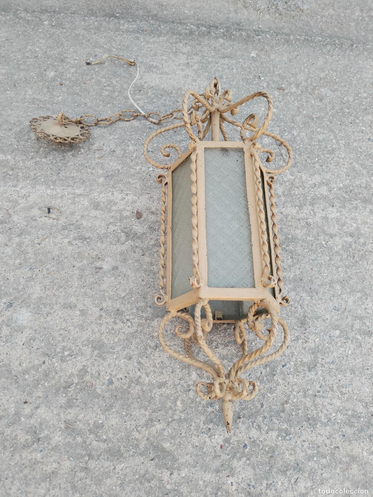 Antig&uuml;edades: antiguo farol lampara de forja - Foto 5