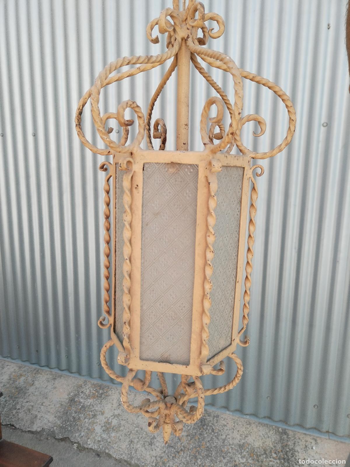 Antig&uuml;edades: antiguo farol lampara de forja - Foto 1