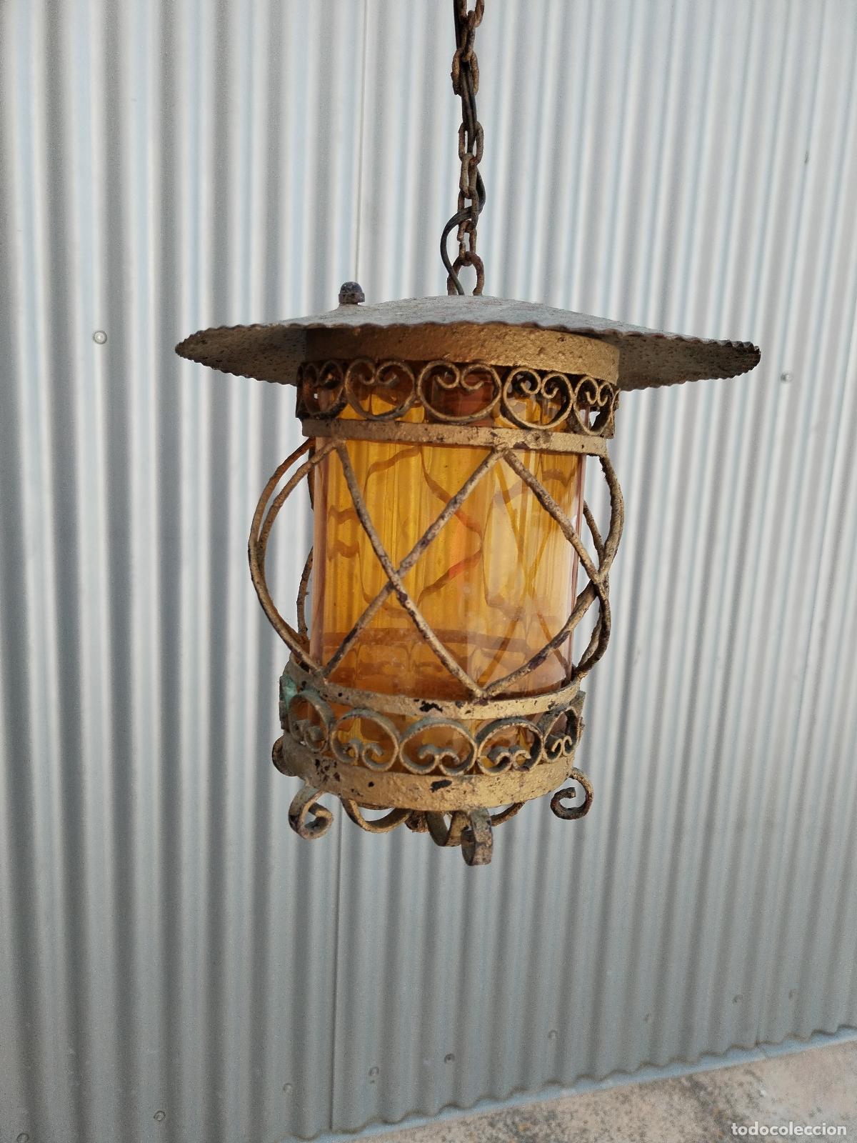 Antig&uuml;edades: farol lampara de hierro de forja - Foto 2