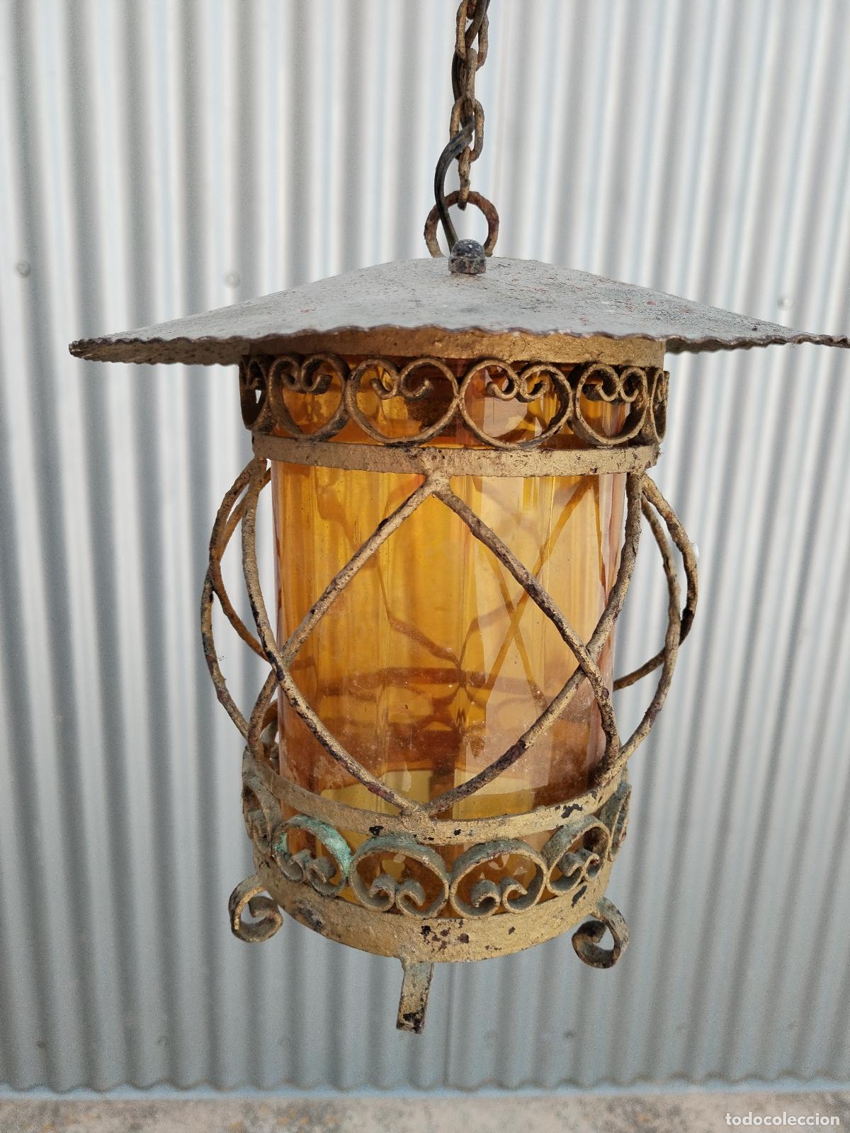 Antig&uuml;edades: farol lampara de hierro de forja - Foto 1