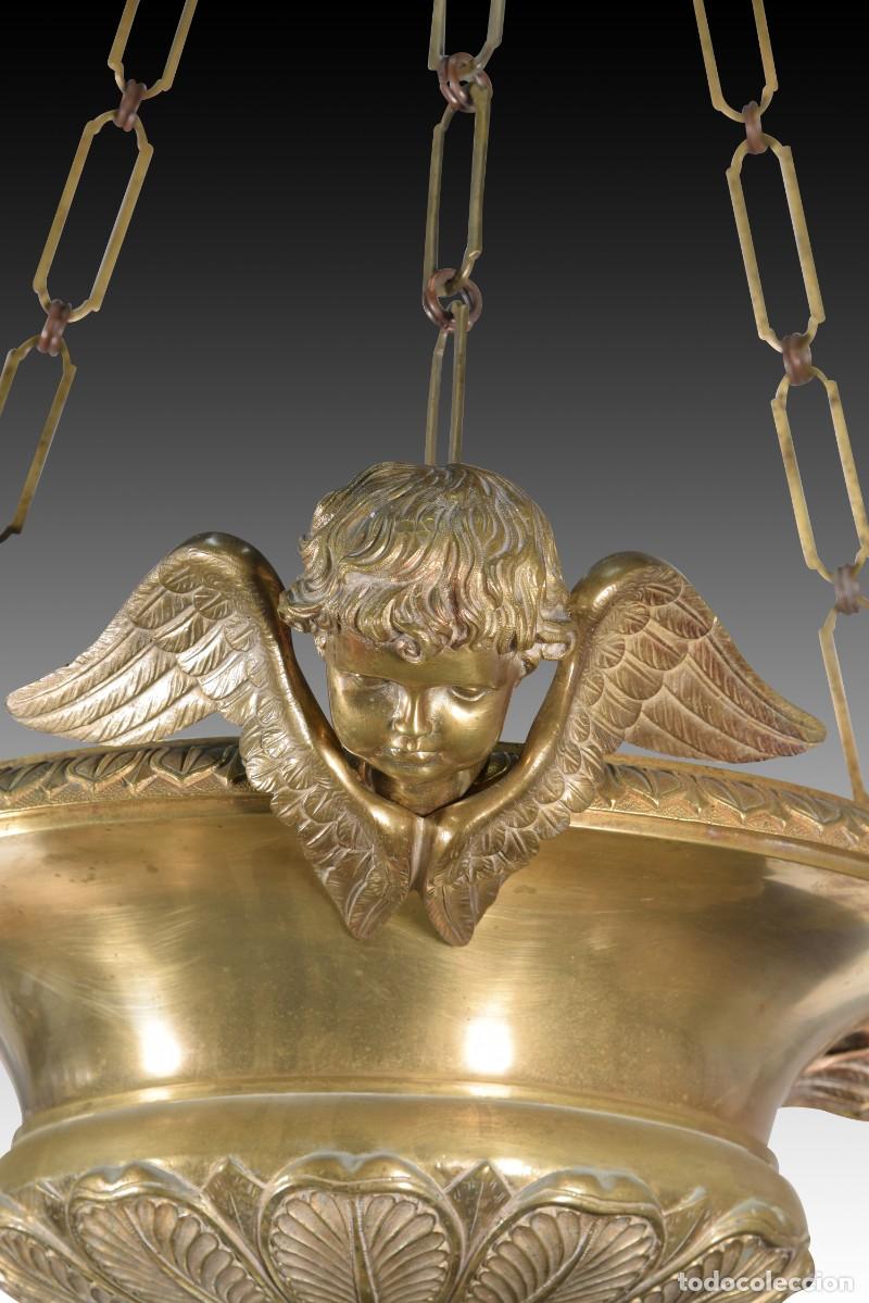 Antig&uuml;edades: L&aacute;mpara. Bronce. Siglo XIX. - Foto 4