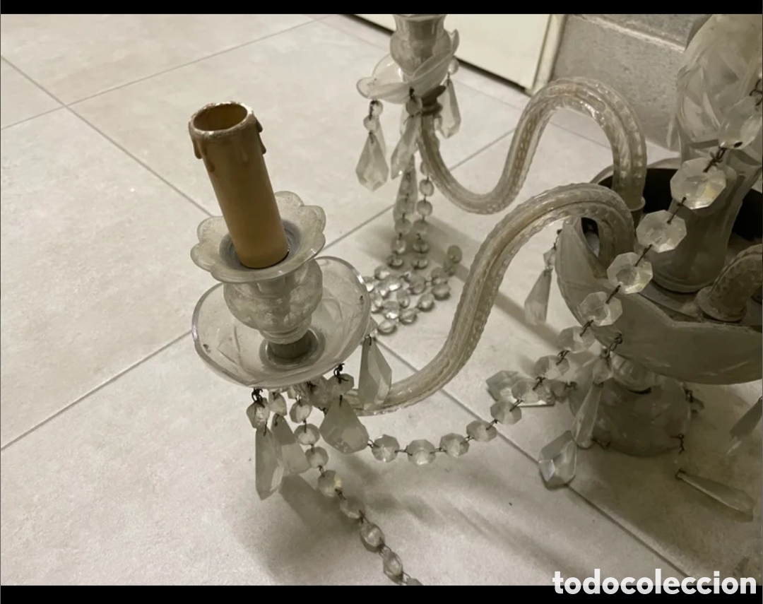 Antig&uuml;edades: L&aacute;mpara de crital - Foto 3