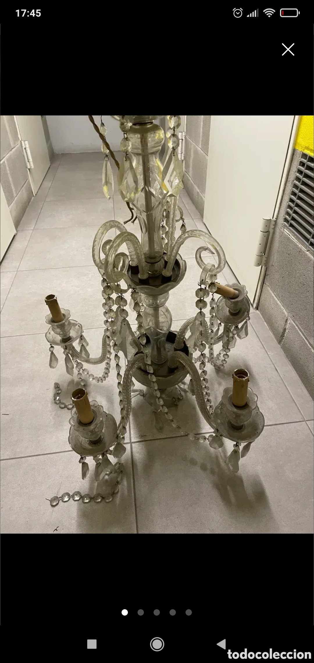 Antig&uuml;edades: L&aacute;mpara de crital - Foto 4