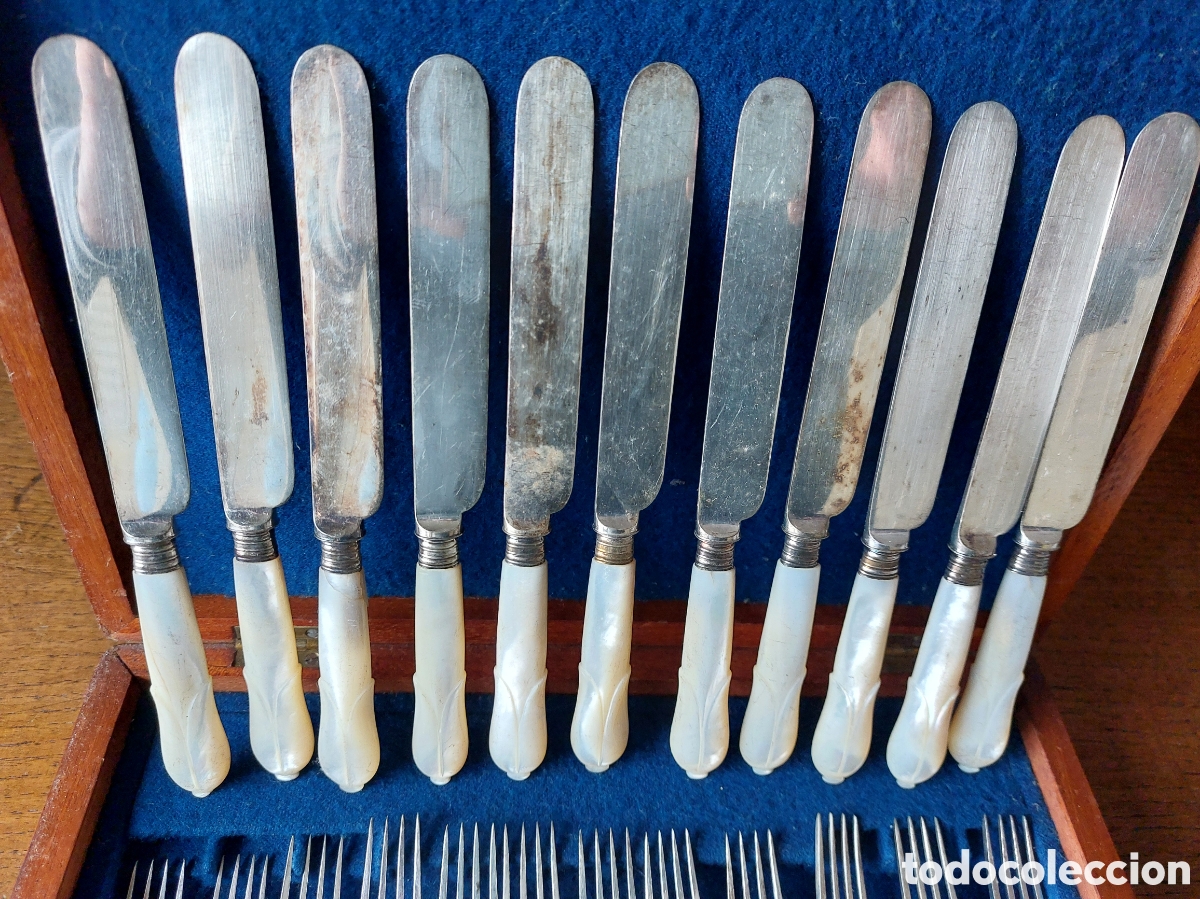Antig&uuml;edades: Estuche de cubiertos nacarados - Foto 4