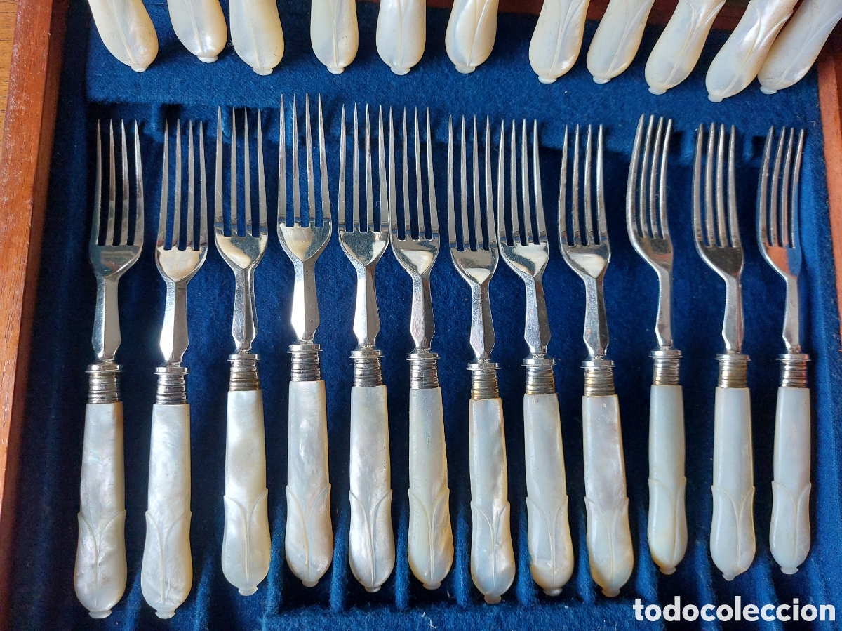 Antig&uuml;edades: Estuche de cubiertos nacarados - Foto 5