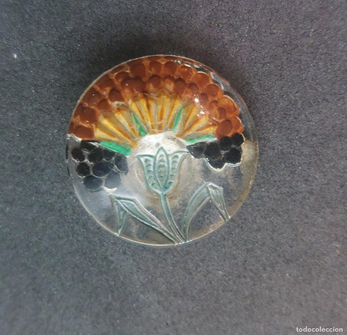 Antig&uuml;edades: BOT&Oacute;N DE CRISTAL FLOR 22 mm - Foto 1