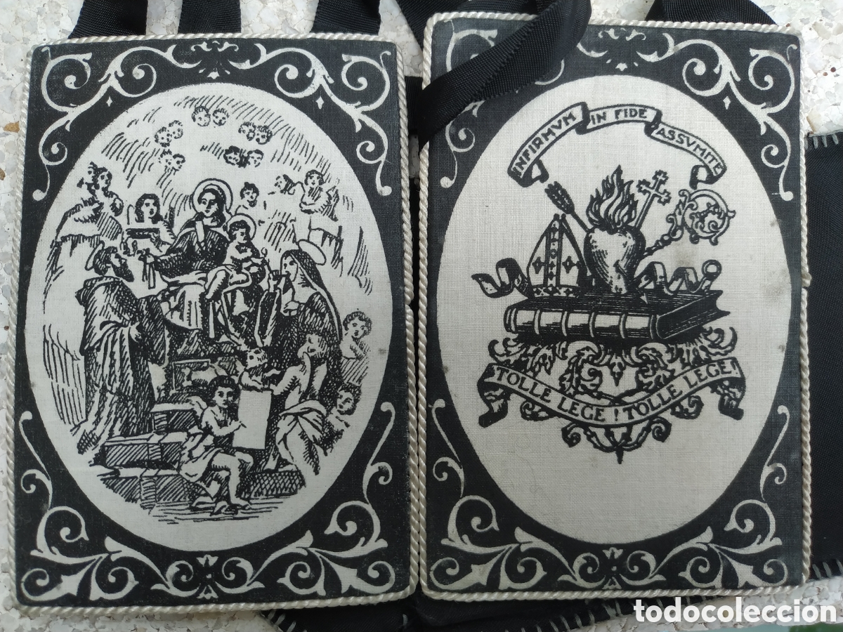 Antig&uuml;edades: Escapulario procesonial antiguo con funda - Foto 1
