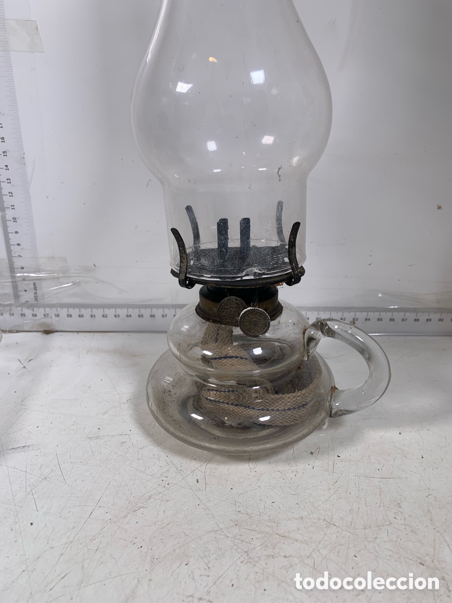 Antig&uuml;edades: 01_ Antiguo quinque de cristal - Foto 2