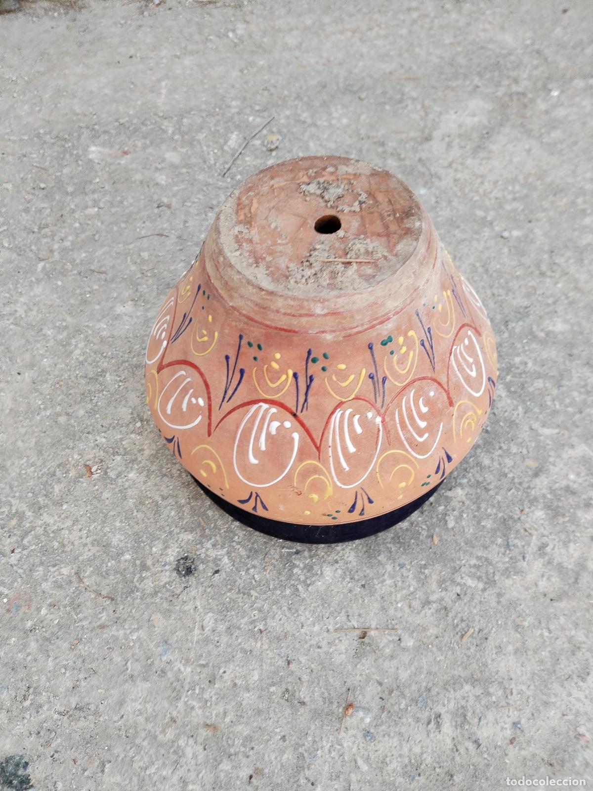 Antig&uuml;edades: macetero de ceramica con esmalte azul - Foto 5