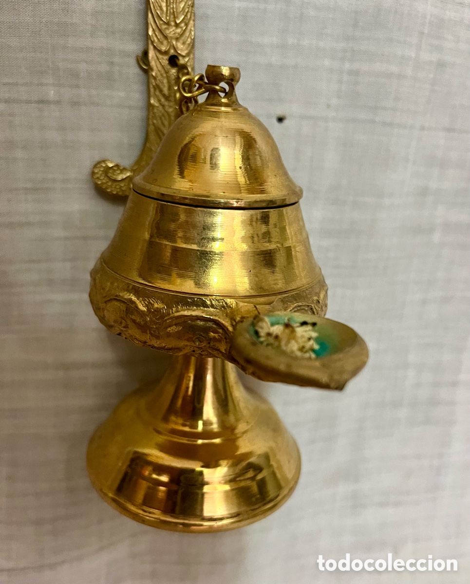 Antig&uuml;edades: ANTIGUO CANDIL DE ACEITE DE BRONCE LABRADO - Foto 7
