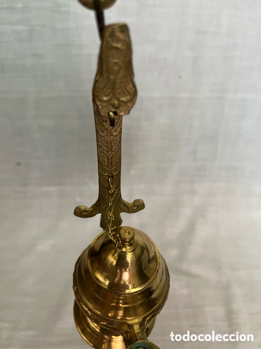 Antig&uuml;edades: ANTIGUO CANDIL DE ACEITE DE BRONCE LABRADO - Foto 11