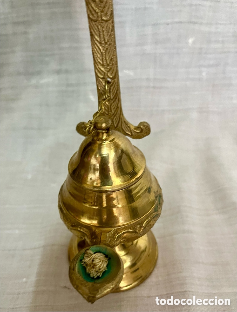 Antig&uuml;edades: ANTIGUO CANDIL DE ACEITE DE BRONCE LABRADO - Foto 15